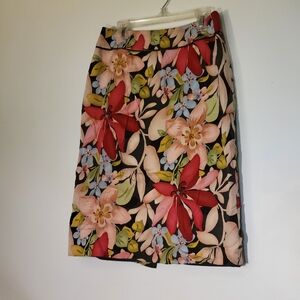 Womens Talbots Silk Blend Floral Bright Skirt Size 2